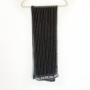 Sudha Striped Pearl Beaded Sheer Scarf